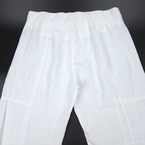 EILEEN FISHER 100% Linen Straight Leg Beach Pants White Beachy Lagenlook Minimal - Picture 8 of 10
